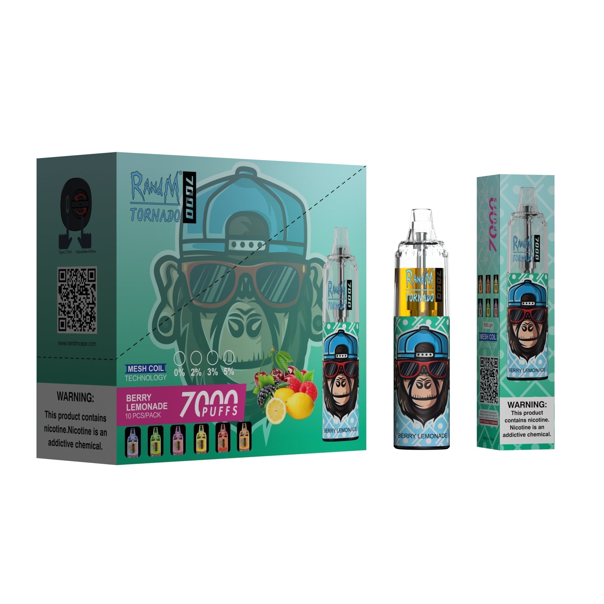 RAndM Tornado 7000 Caladas Vape Desechable (Caja de 10)