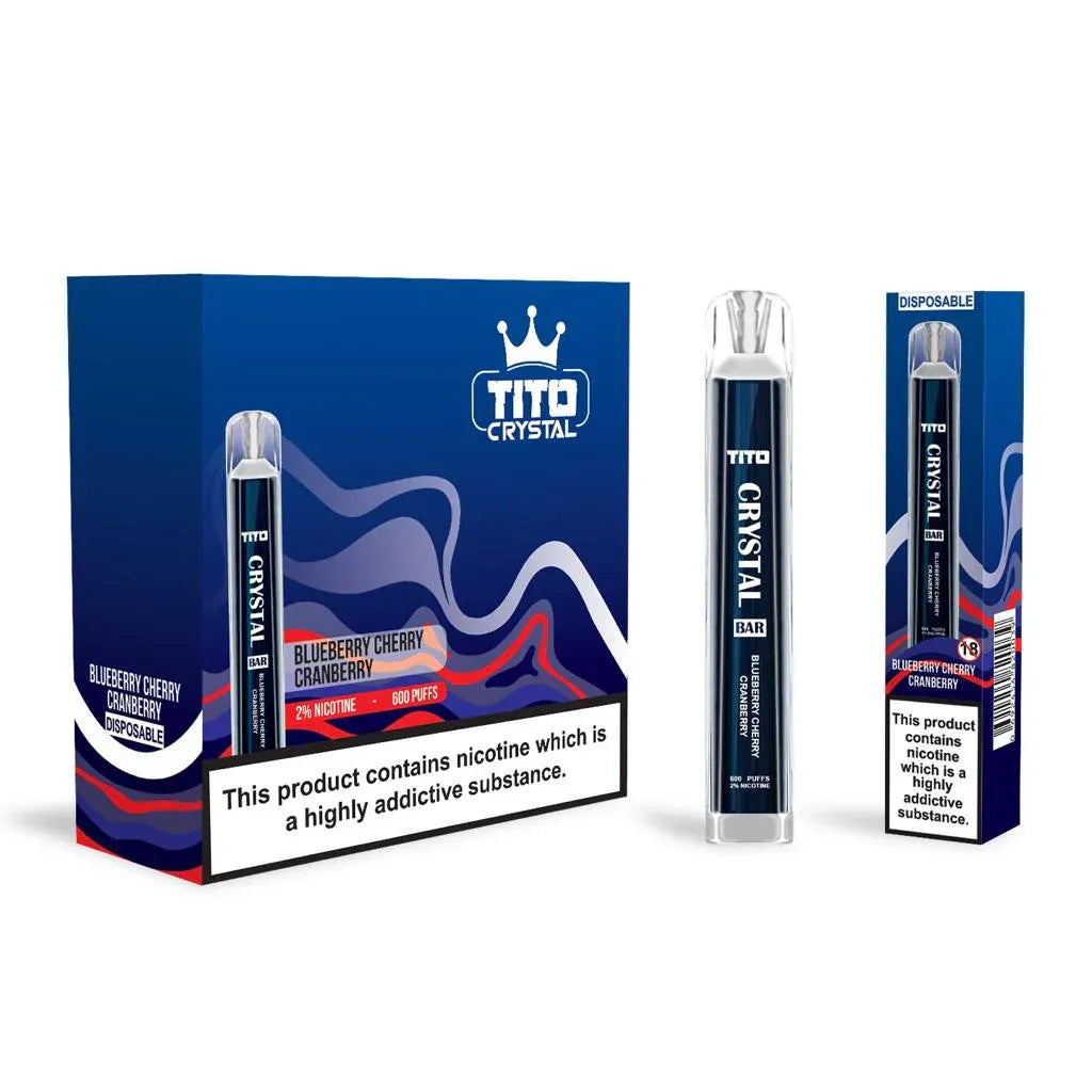 Tito Crystal Bar Vape Pen 600 Puffs blueberry cherry cranberry