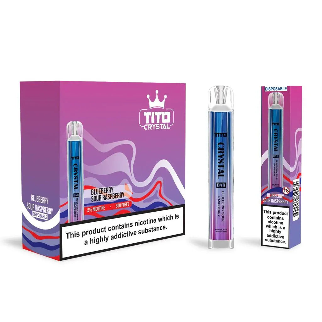Tito Crystal Bar Vape Pen 600 Puffs blueberry sour raspberry
